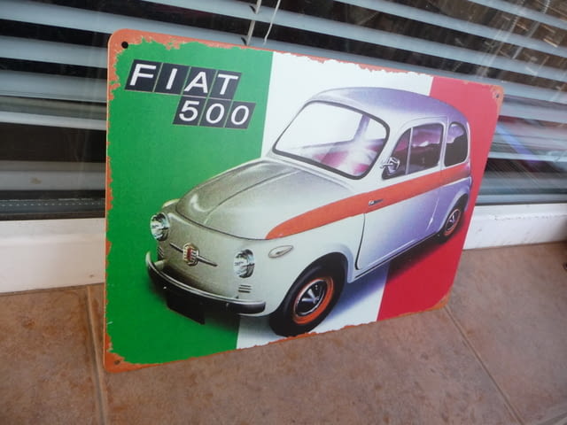 Метална табела кола FIAT 500 Фиат мини малък автомобил ретро италиански - снимка 2