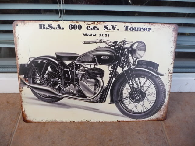 Метална табела мотор B.S.A. M21 стар мотоциклет класика класика 600 кубика - снимка 1