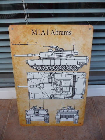 Метална табела танк M1 A1 Abrams танкове война оръжие тежко въоръжение - снимка 1