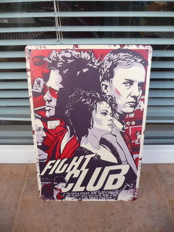 Метална табела филм Боен клуб Брад Пит Едуард Нортън бой юмруци - снимка 1