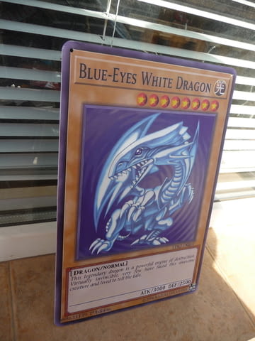 Метална табела разни Blue-Eyes White Dragon Yu Gi Oh! карта дракон сини очи силна - снимка 2