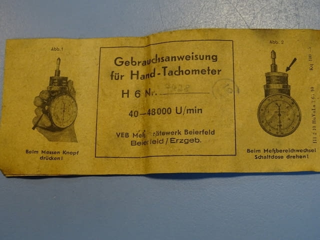 Оборотометър механичен VEB Hand-Tachometer H6 40-48000min-1, city of Plovdiv - снимка 10