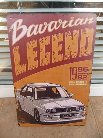 Метална табела кола BMW Баварска легенда 1986-92 баварец 2.5l 2.3l бърза класика - снимка 1