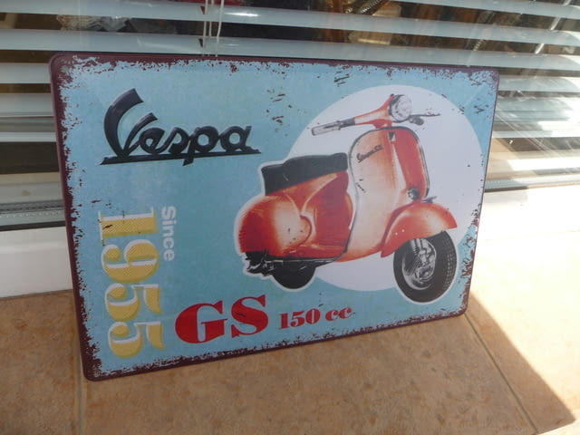 Метална табела мотор Vespa Веспа от 1955 година скутер мотопед класика - снимка 2