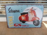 Метална табела мотор Vespa Веспа от 1955 година скутер мотопед класика