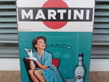 Метална табела алкохол Martini Blanco коктейл момиче реклама чаша