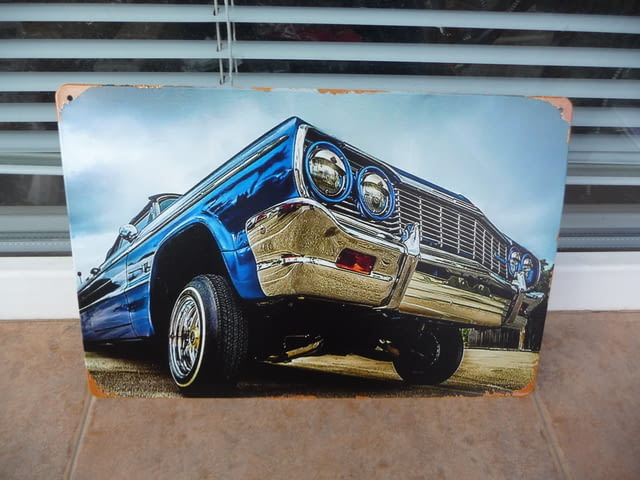 Метална табела Ретро класическа американска кола автомобил хромирана решетка - снимка 1