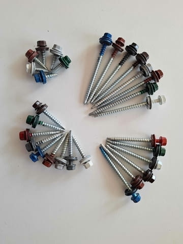 Цветни винтове самопробивни с шайба и уплътнение за монтаж на ламарина - снимка 2