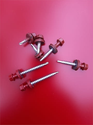 Цветни винтове самопробивни с шайба и уплътнение за монтаж на ламарина - снимка 3