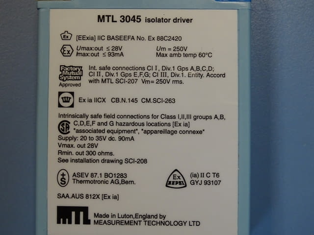 Изолационен драйвер MTL 3045 isolator driver 4/20mA MTL 3000 series 125mA - снимка 3