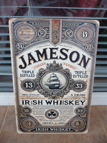 Метална табела Ирландско уиски Jameson тройно дестилирано бар алкохол - снимка 1