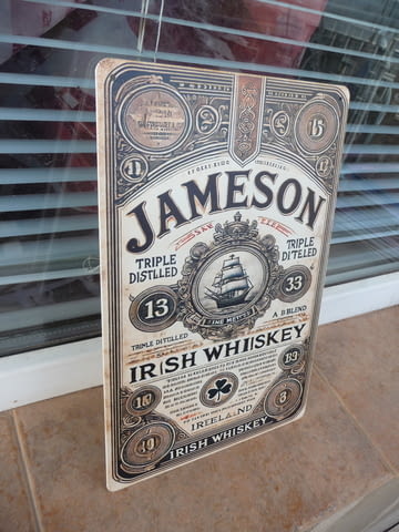 Метална табела Ирландско уиски Jameson тройно дестилирано бар алкохол - снимка 2
