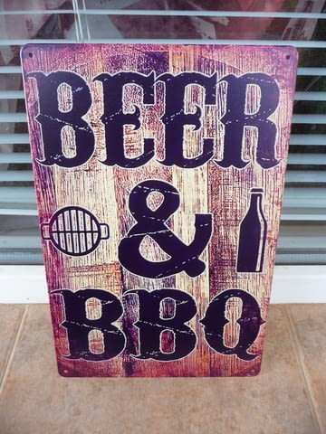 Метална табела Бира Барбекю скара месо зеленчуци парти кебапчета - снимка 1