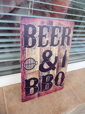 Метална табела Бира Барбекю скара месо зеленчуци парти кебапчета - снимка 2