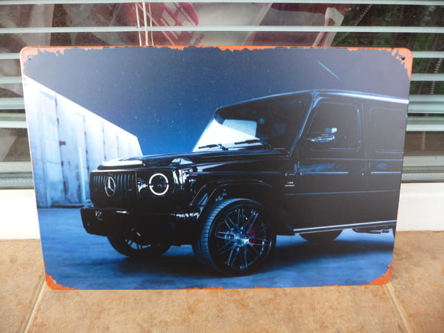 Метална табела кола джип Mercedes Benz AMG Ангелски очи лъскав - снимка 1