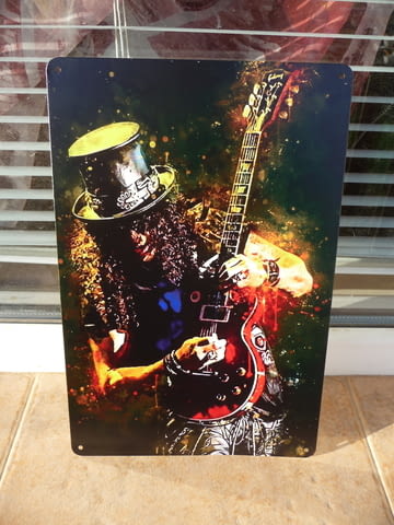 Метална табела музика Слаш китара цилиндър Гънс енд Роузес rock хитове - снимка 1