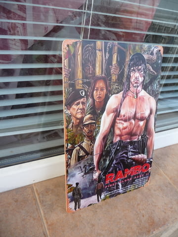 Метална табела филм Рамбо Първа кръв екшън Сталоун война оръжие - снимка 2