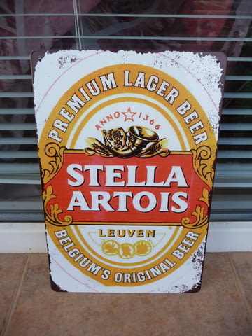 Метална табела бира Stella Artois Белгия първокласна премиум, city of Radomir - снимка 1