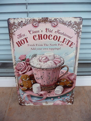 Метална табела Горещ шоколад бисквитка маршмелоу красиво какао мляко - снимка 1