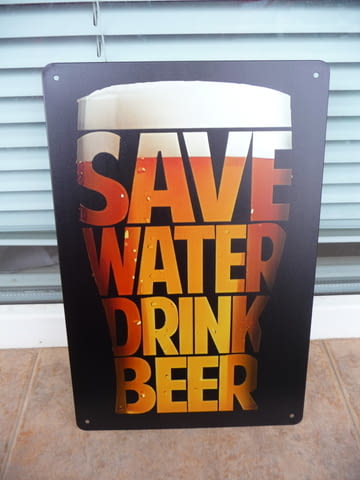 Метална табела Съхранете водата, пийте бира наливна кен бутилка халба чаша - снимка 1