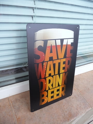 Метална табела Съхранете водата, пийте бира наливна кен бутилка халба чаша - снимка 2