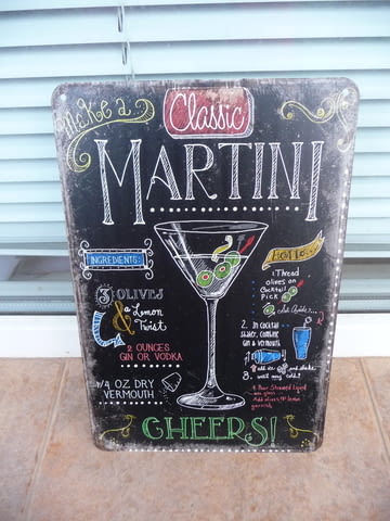 Метална табела коктейл Мартини маслинка джин водка вермут шейкър - снимка 1