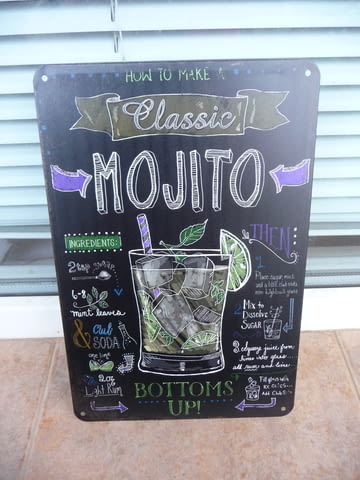 Метална табела коктейл Мохито рецепта сода захар ром наздраве лайм - снимка 1