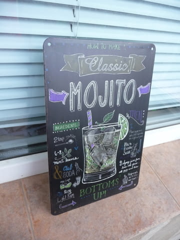 Метална табела коктейл Мохито рецепта сода захар ром наздраве лайм - снимка 2