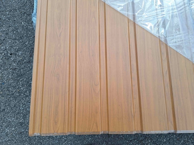 Облицовъчна-фасадна трапецовидна пластифицирана ламарина с дървесна шарка - снимка 4