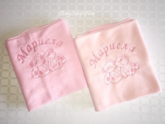 Бебешки ОДЕЯЛА памучни ПЕЛЕНИ за БЕБЕ с име надпис персонализирани БРОДЕРИЯ - снимка 2